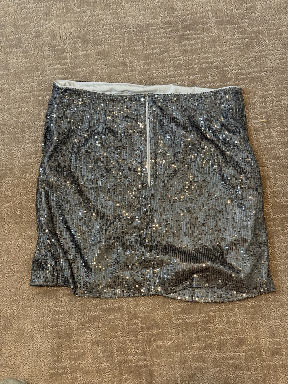NWT LOFT Sequin Wrap Shift Skirt- Gunmetal Silver- 14 - Picture 3 of 8